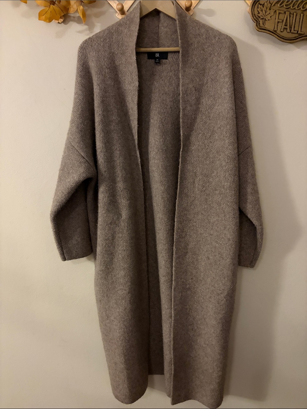 Banana Republic Open-Front Long Cardigan in Taupe Gray